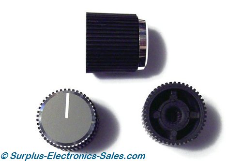 Black Knob with Grey Face-4mm Split Knurled Shaft